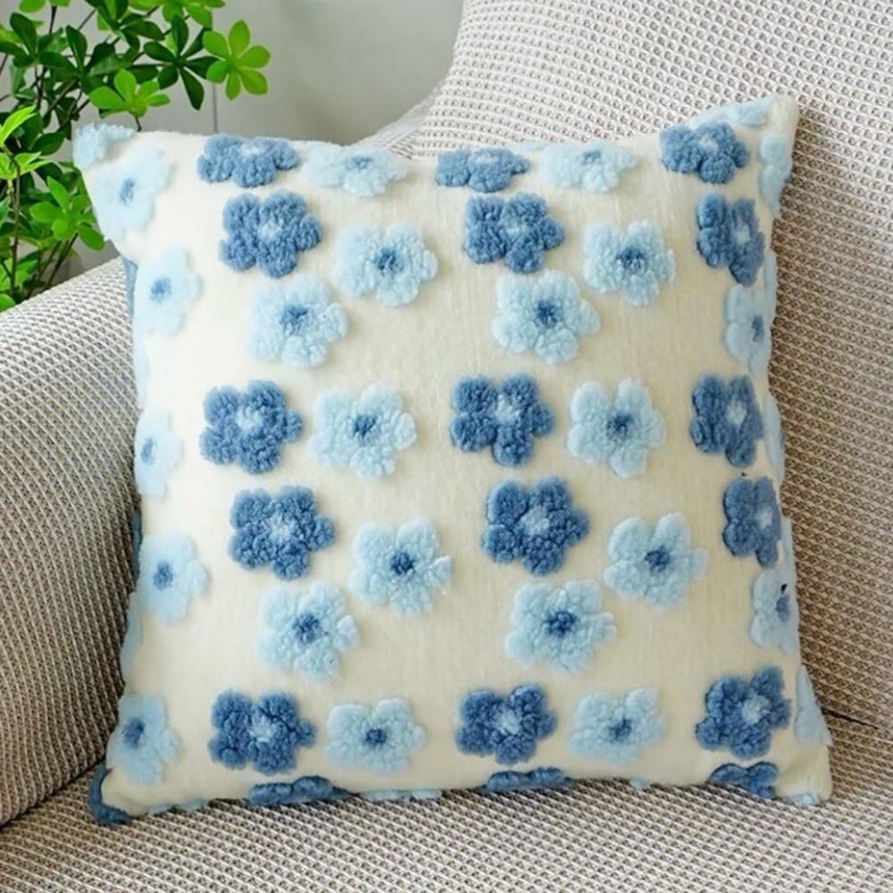 Decorative Throw Pillow Cover 16x16 Cute Faux Fur Plush Boho NEW